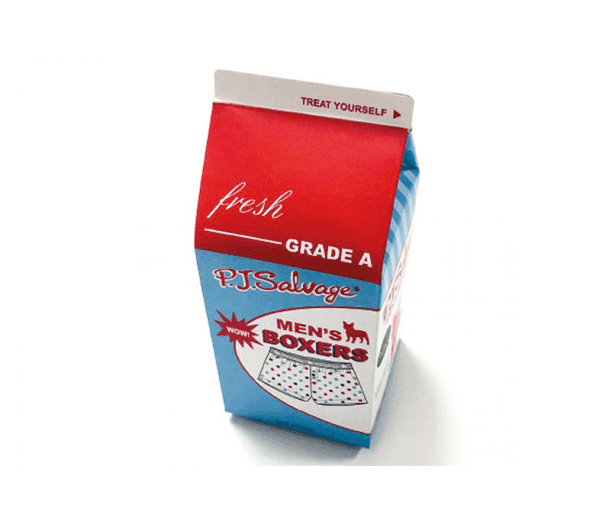 Underwear in a milk carton