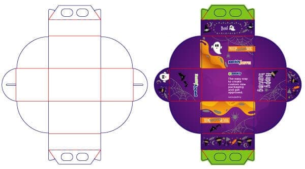 Dieline for the Halloween box