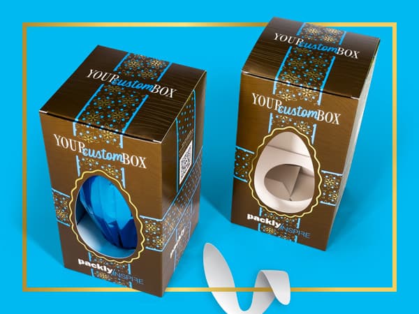 Close-up on the Easter box with and without the egg
