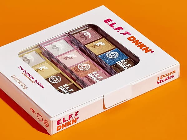 Rollover box with a window for eye shadows
