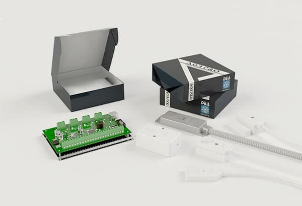Rollover hinged lid boxes for electronic boards and connectors