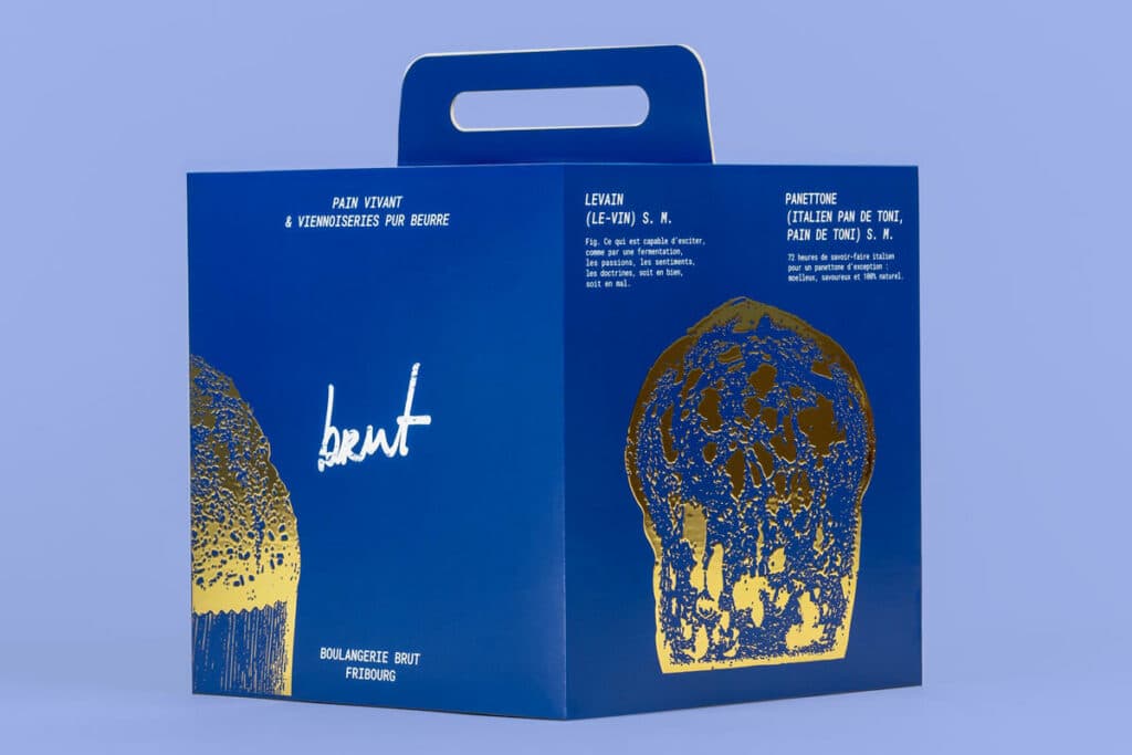 Christmas panettone with blue packaging