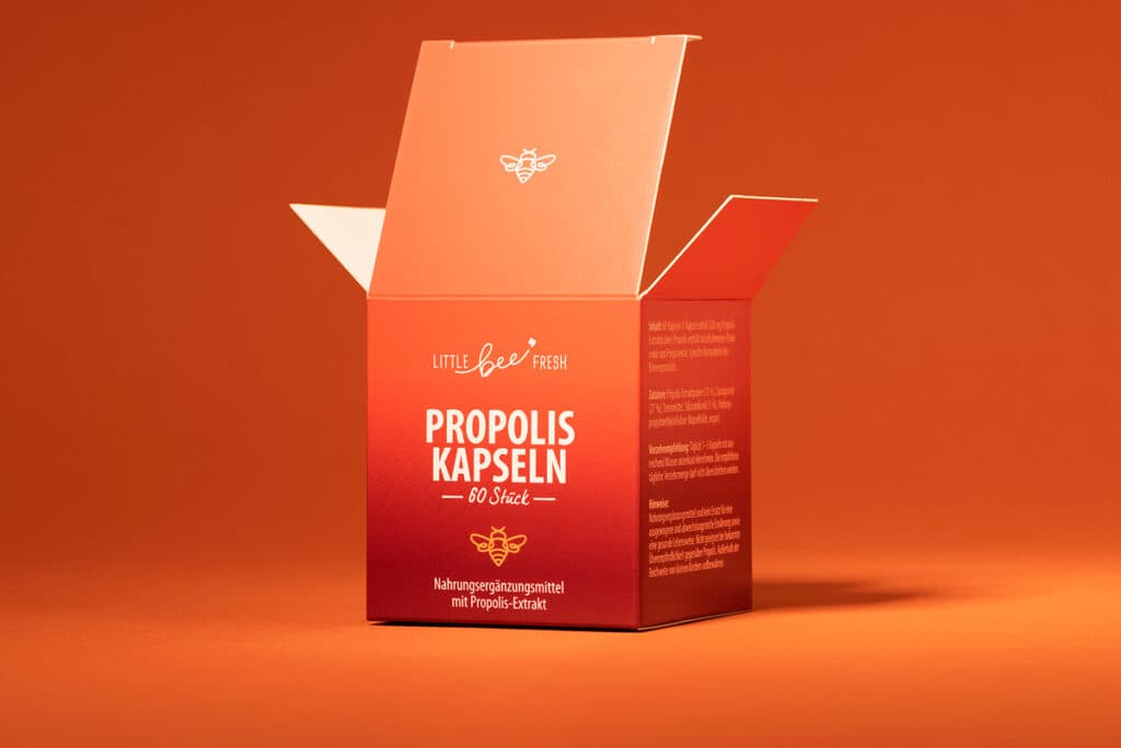 A custom Little Bee Fresh box for their propolis-based supplements